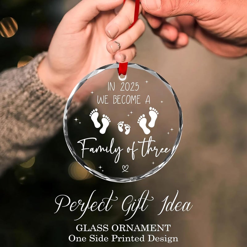Fastpeace Family of Three Ornament 2025 - Baby First Christmas Ornament 2025 - Newborn Baby Boy, Girl - First Time Mom, Dad, Mommy, Daddy Gifts - Pregnancy, Newborn Gifts - Image 4